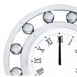 Bowery Hill Round Wall Clock with Circular Floating Crystal in Mirrored