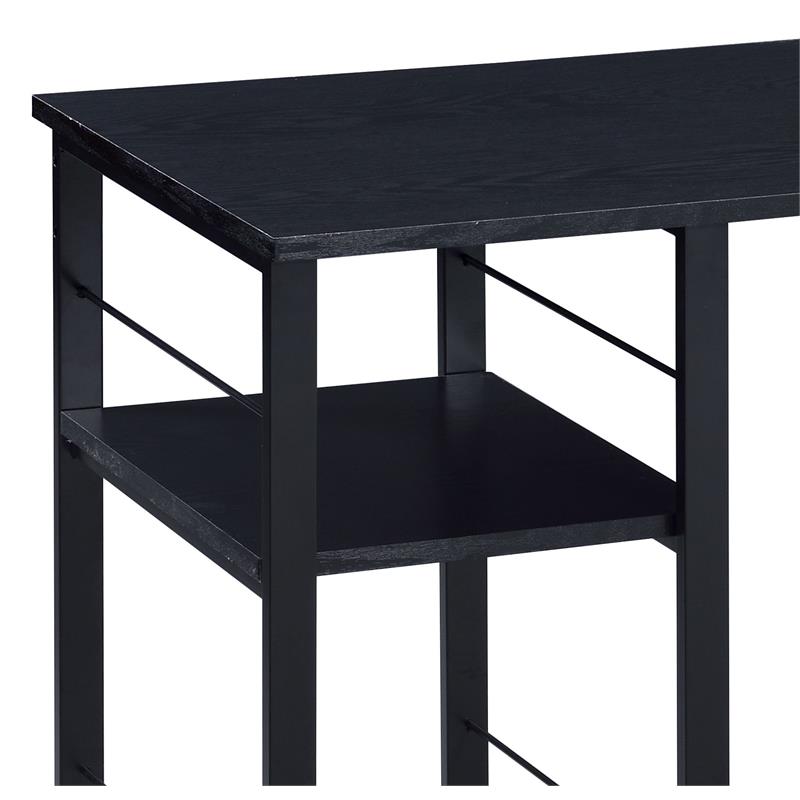 Bowery Hill Wooden Top 2-Shelf Writing Desk with Open Metal Base in Black