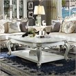 Bowery Hill Rectangular Wooden Coffee Table with Bottom Shelf in Antique Pearl