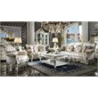 Bowery Hill Rectangular Wooden Coffee Table with Bottom Shelf in Antique Pearl