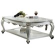 Bowery Hill Rectangular Wooden Coffee Table with Bottom Shelf in Antique Pearl