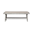 Bowery Hill Linen Upholstered White Bench Turned Legs Unassembled