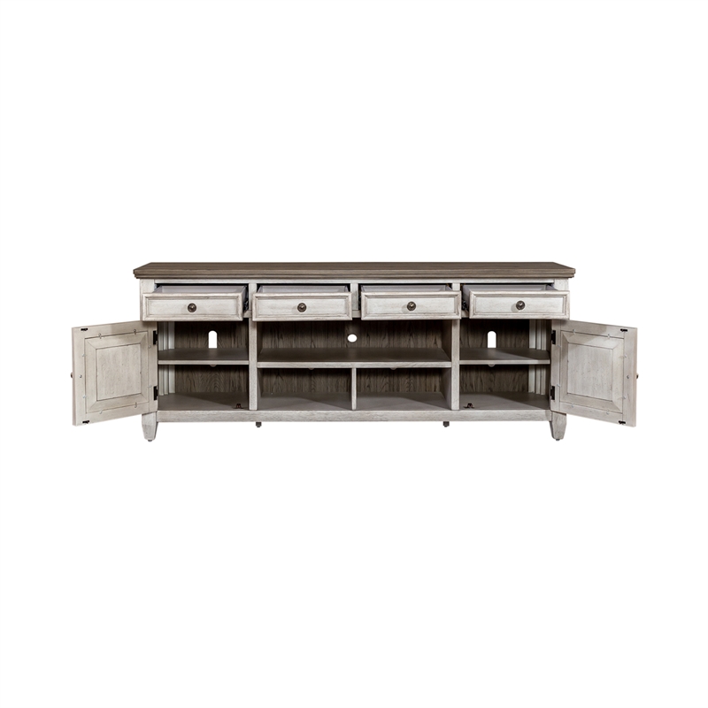 Bowery Hill Contemporary 76-Inch Tile TV Console in Off White