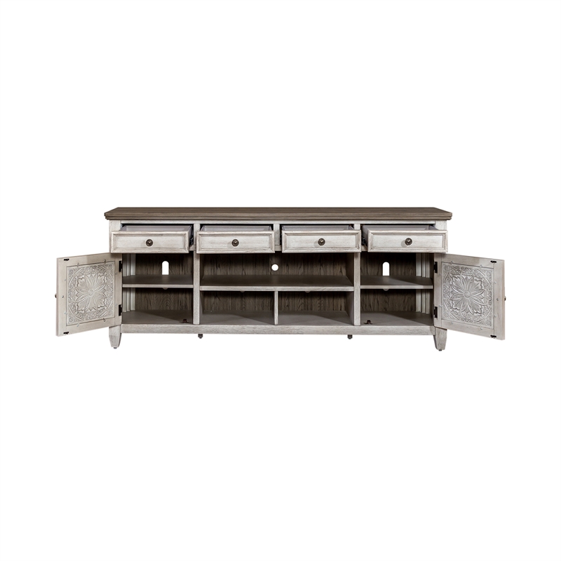 Bowery Hill Contemporary 76-Inch Tile TV Console in Off White