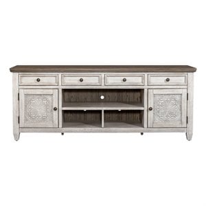 Bowery Hill Contemporary 76-Inch Tile TV Console in Off White