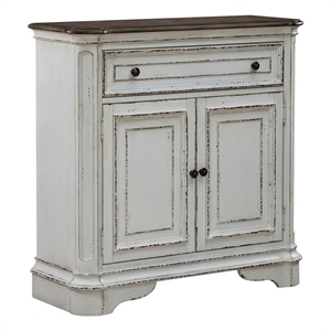 Bowery Hill Rubberwood White Accent Cabinet Rectangular Adjustable Shelf