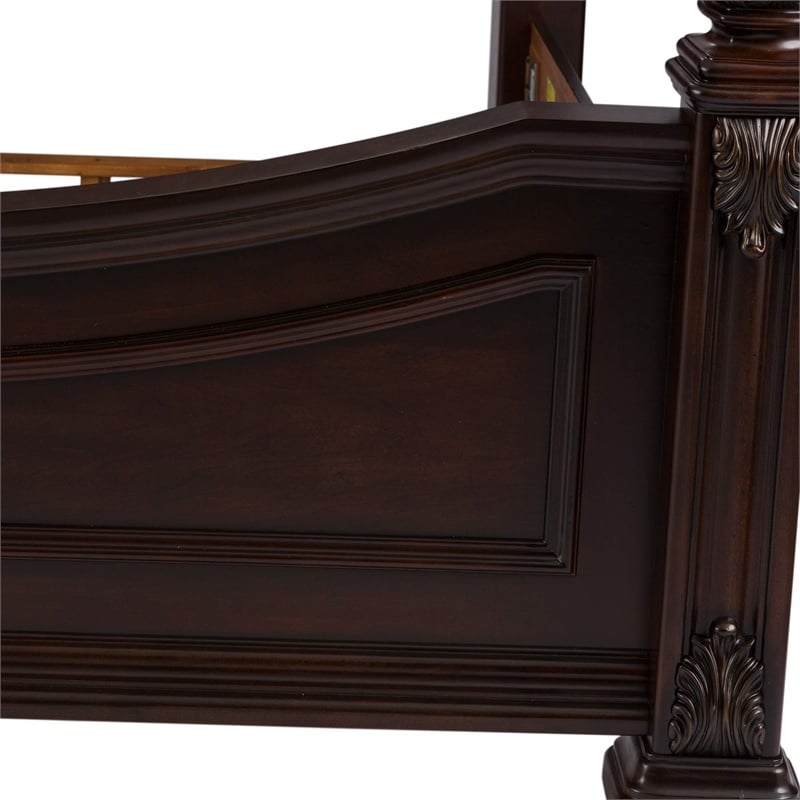 Bowery Hill Contemporary King Poster Bed in Dark Brown Finish