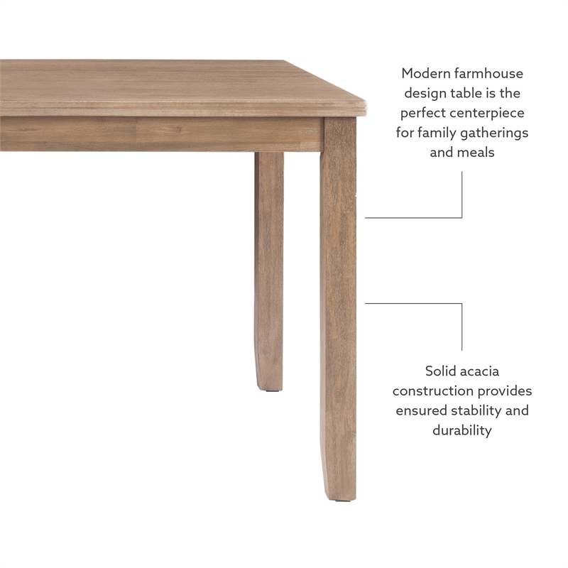 Bowery Hill Contemporary Wood Dining Table in Washed Gray Finish