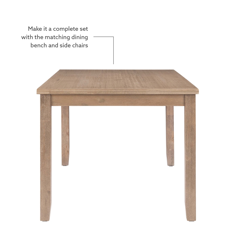 Bowery Hill Contemporary Wood Dining Table in Washed Gray Finish