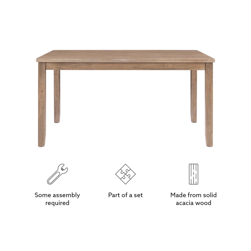 Bowery Hill Contemporary Wood Dining Table in Washed Gray Finish
