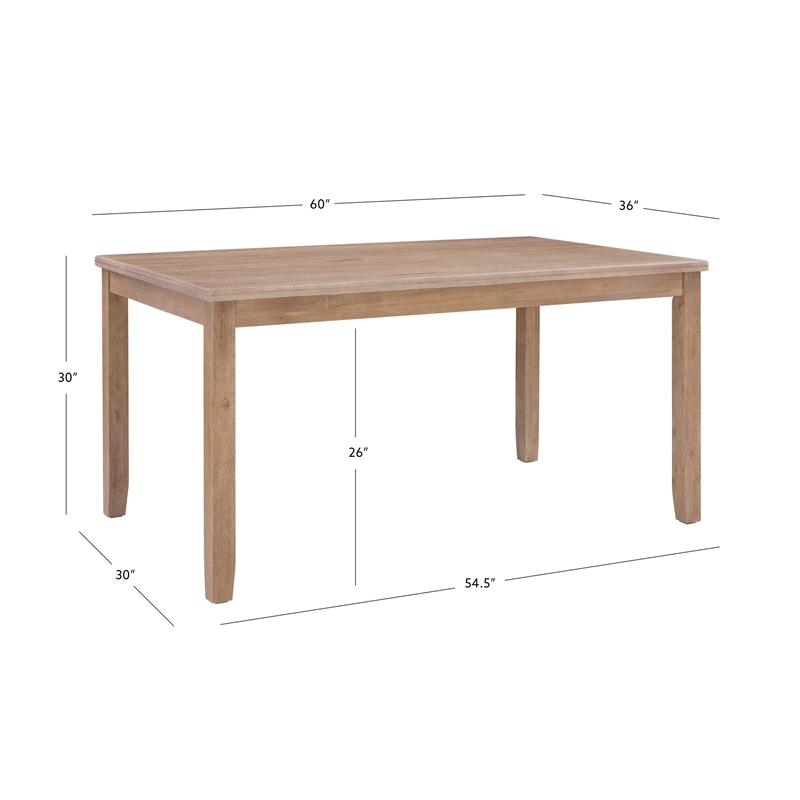 Bowery Hill Contemporary Wood Dining Table in Washed Gray Finish