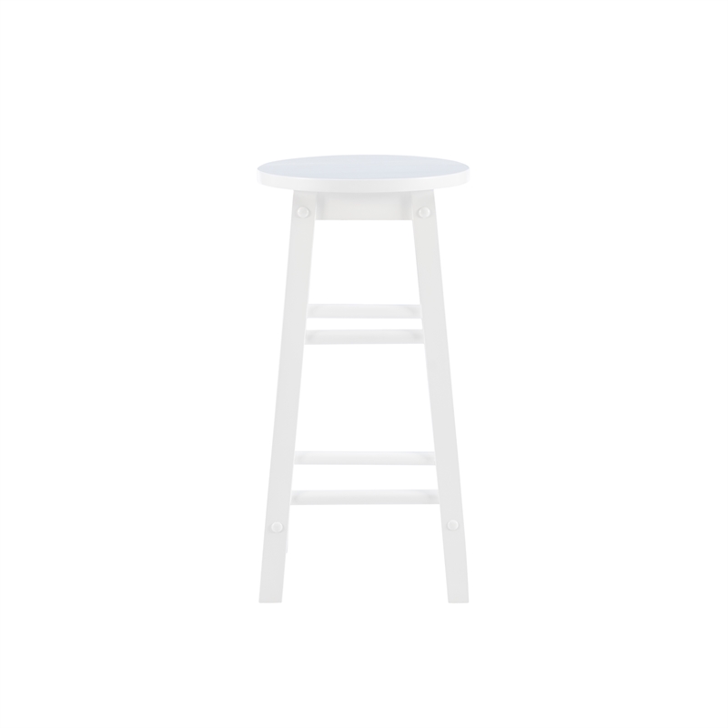 Bowery Hill Contemporary Wood Round Counter Stool in White Finish