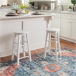 Bowery Hill Contemporary Wood Round Counter Stool in White Finish
