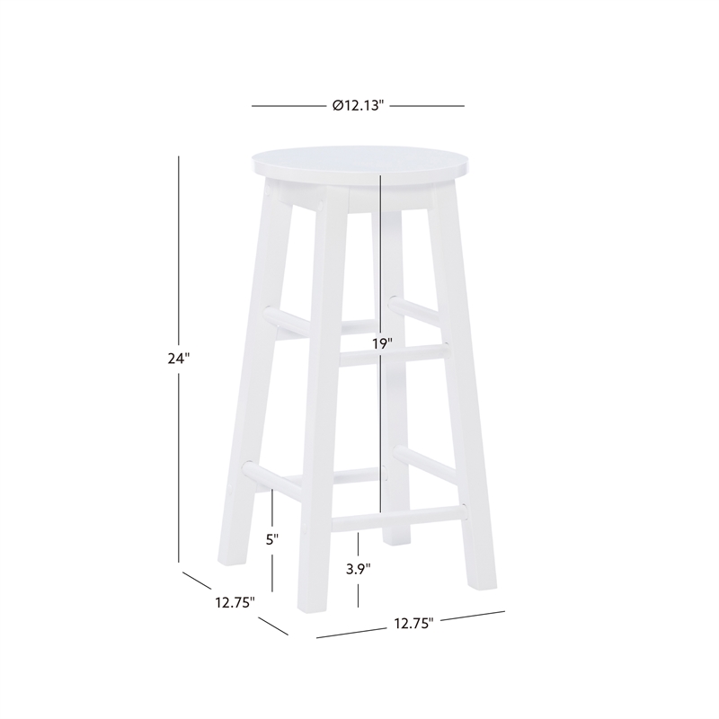Bowery Hill Contemporary Wood Round Counter Stool in White Finish