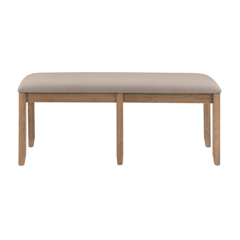 Bowery Hill Contemporary Wood Backless Bench in Washed Gray Finish