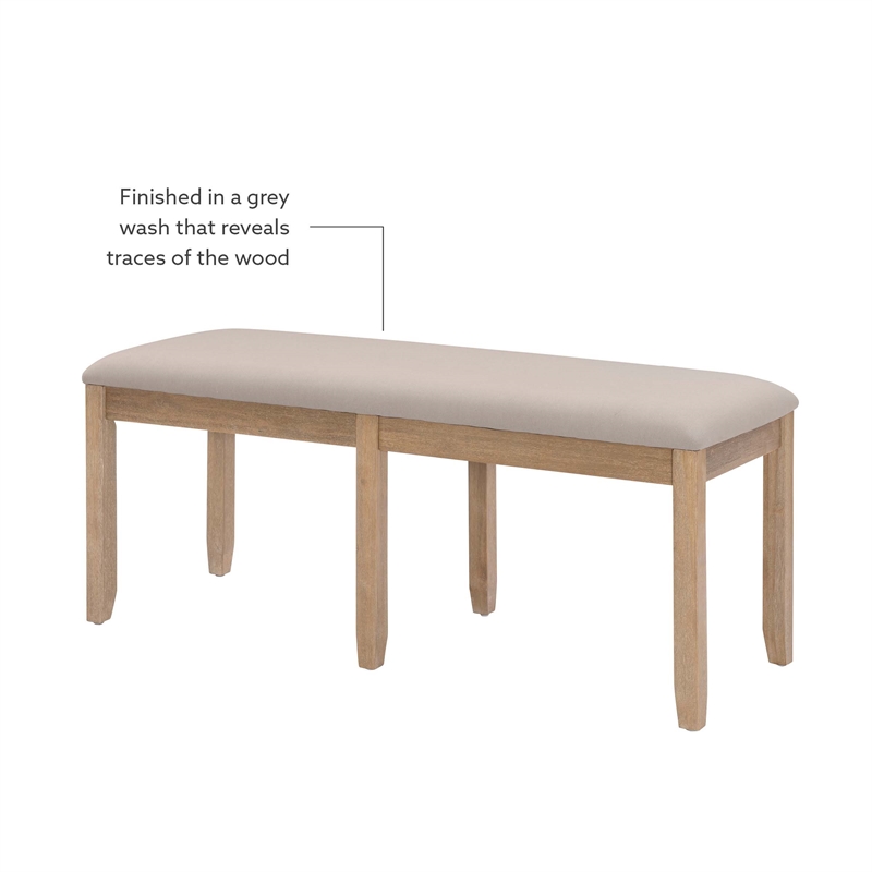 Bowery Hill Contemporary Wood Backless Bench in Washed Gray Finish