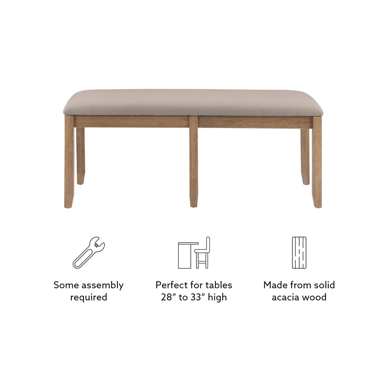 Bowery Hill Contemporary Wood Backless Bench in Washed Gray Finish