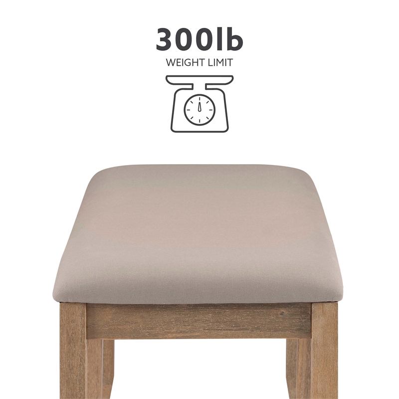 Bowery Hill Contemporary Wood Backless Bench in Washed Gray Finish