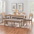 Bowery Hill Contemporary Wood Backless Bench in Washed Gray Finish