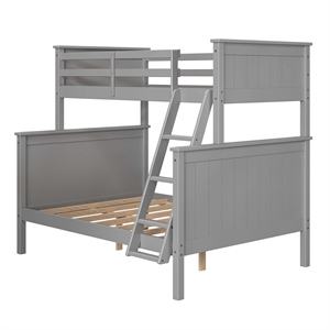 Bowery Hill Contemporary Wood Twin over Full Bunk Bed in Gray