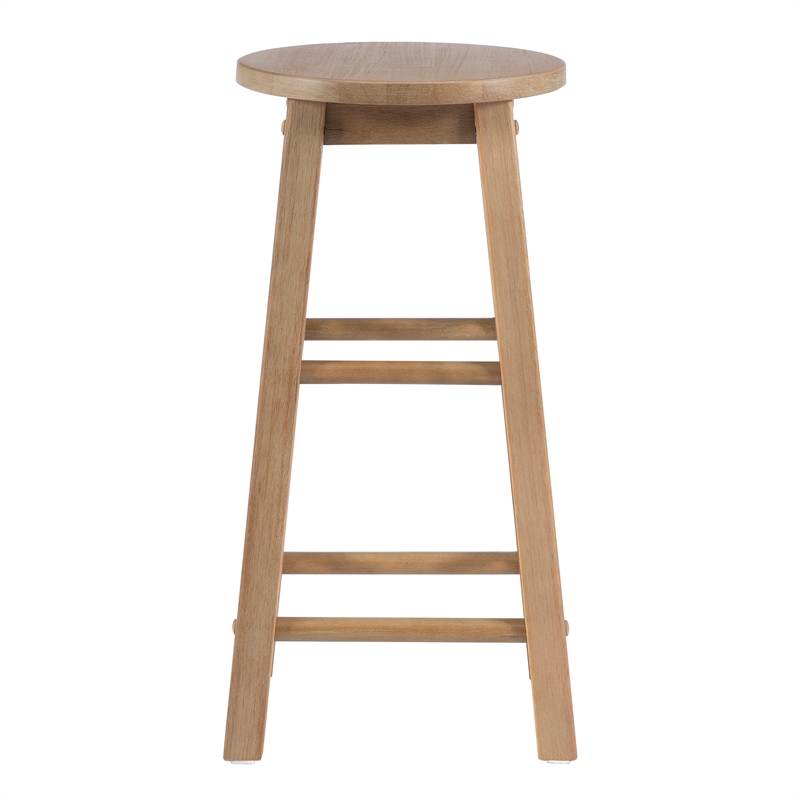 Bowery Hill Contemporary Wood Round Counter Stool in Washed Gray