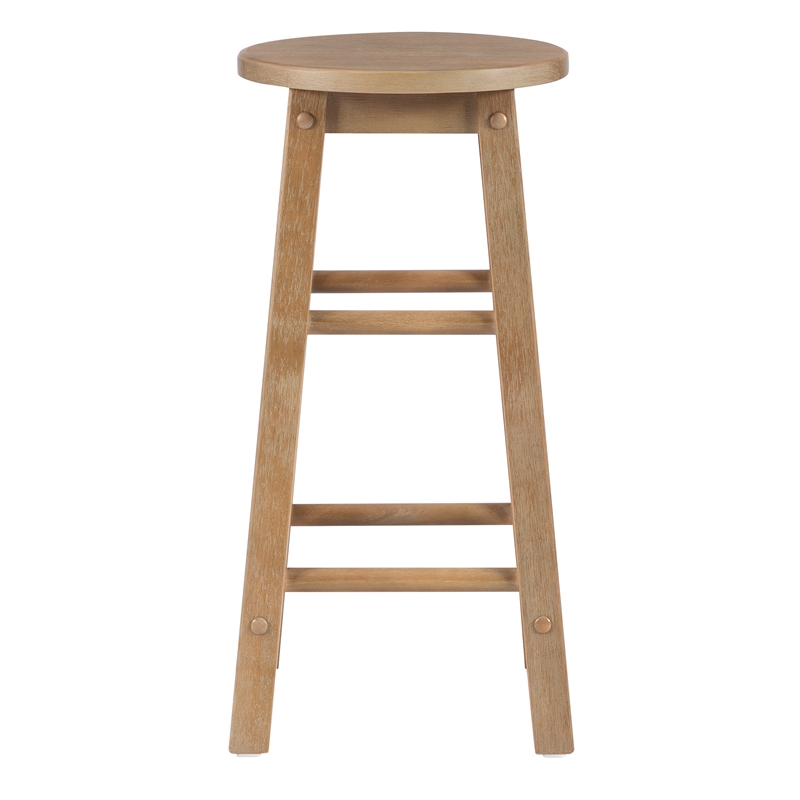 Bowery Hill Contemporary Wood Round Counter Stool in Washed Gray