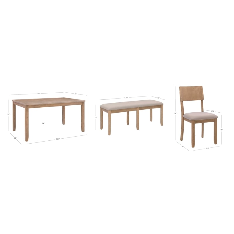 Bowery Hill Contemporary Six Piece Wood Dining Set in Washed Gray