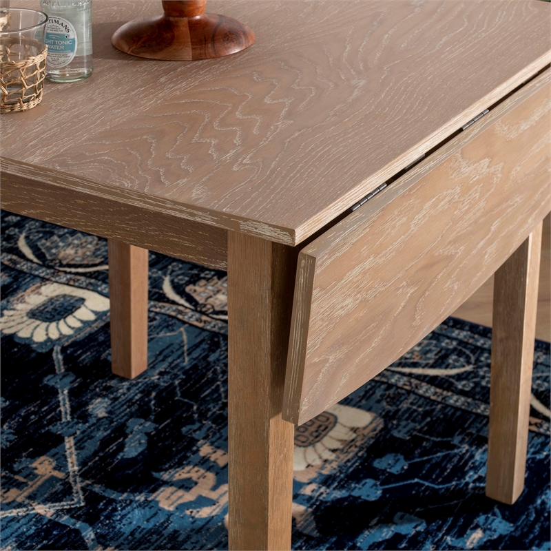 Bowery Hill Modern Wood Square Drop Leaf Table in Washed Gray