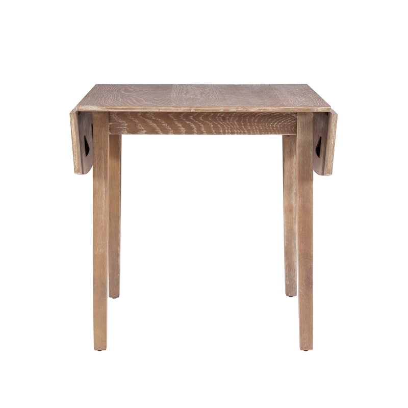 Bowery Hill Modern Wood Square Drop Leaf Table in Washed Gray
