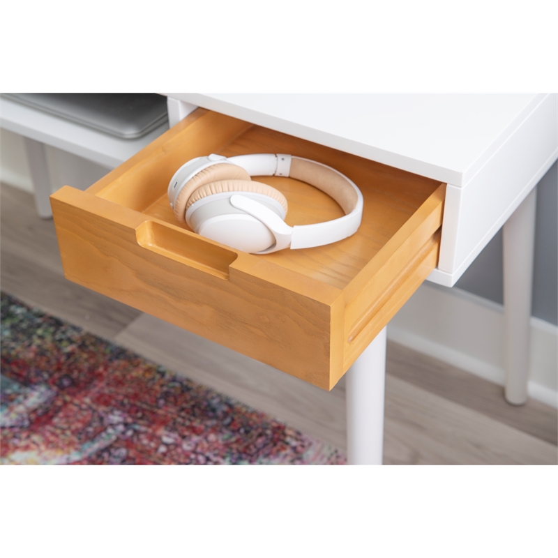Bowery Hill Contemporary Wood Two Drawer Desk in White Finish
