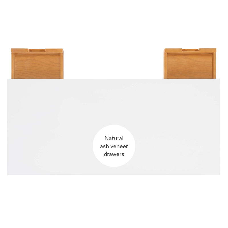 Bowery Hill Contemporary Wood Two Drawer Desk in White Finish