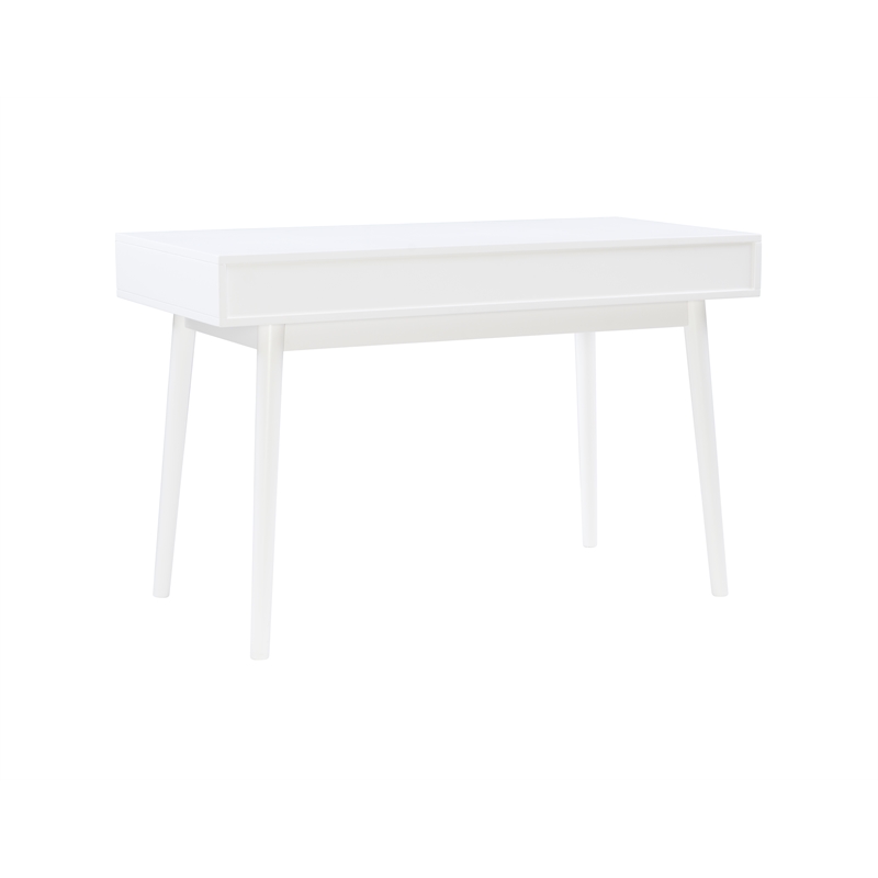 Bowery Hill Contemporary Wood Two Drawer Desk in White Finish
