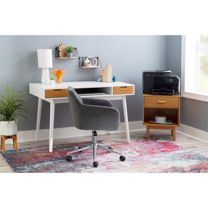 Bowery Hill Contemporary Wood Two Drawer Desk in White Finish