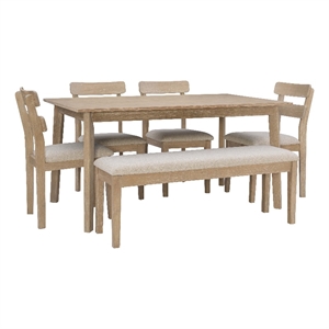 Bowery Hill Modern Wood Six Piece Dining Set in Natural Brown