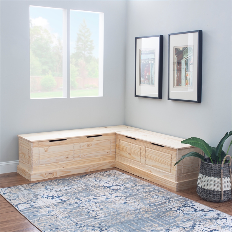 Bowery Hill Modern Wood Backless Corner Nook in Unfinished Pine