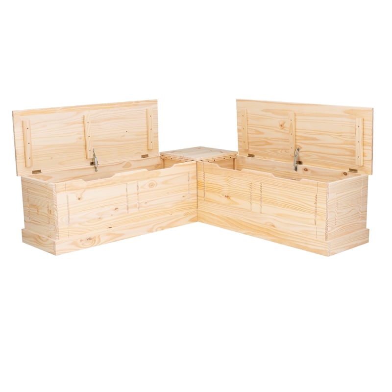 Bowery Hill Modern Wood Backless Corner Nook in Unfinished Pine