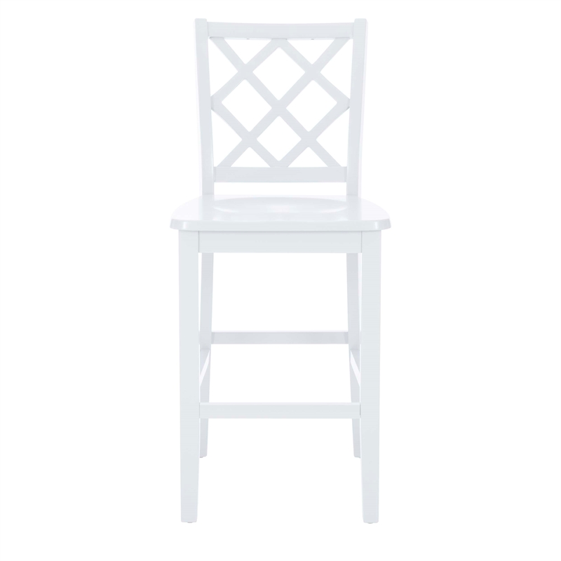 Bowery Hill Sturdy Wood X Back Counter Stool in Crisp White Finish
