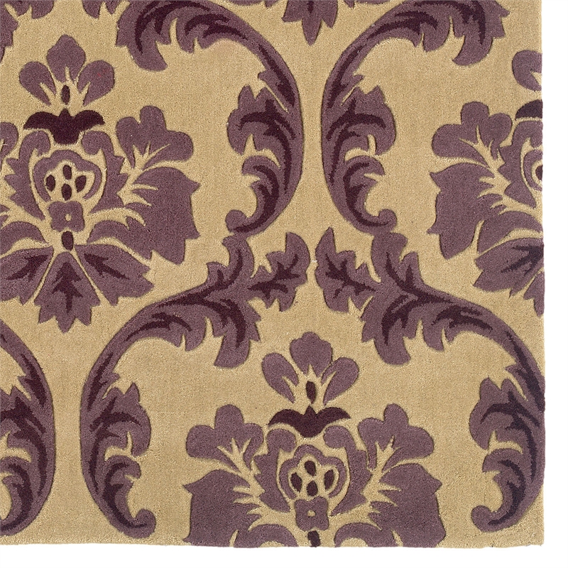 Bowery Hill Fiona Polyester 5'x7' Area Rug in Cream & Purple