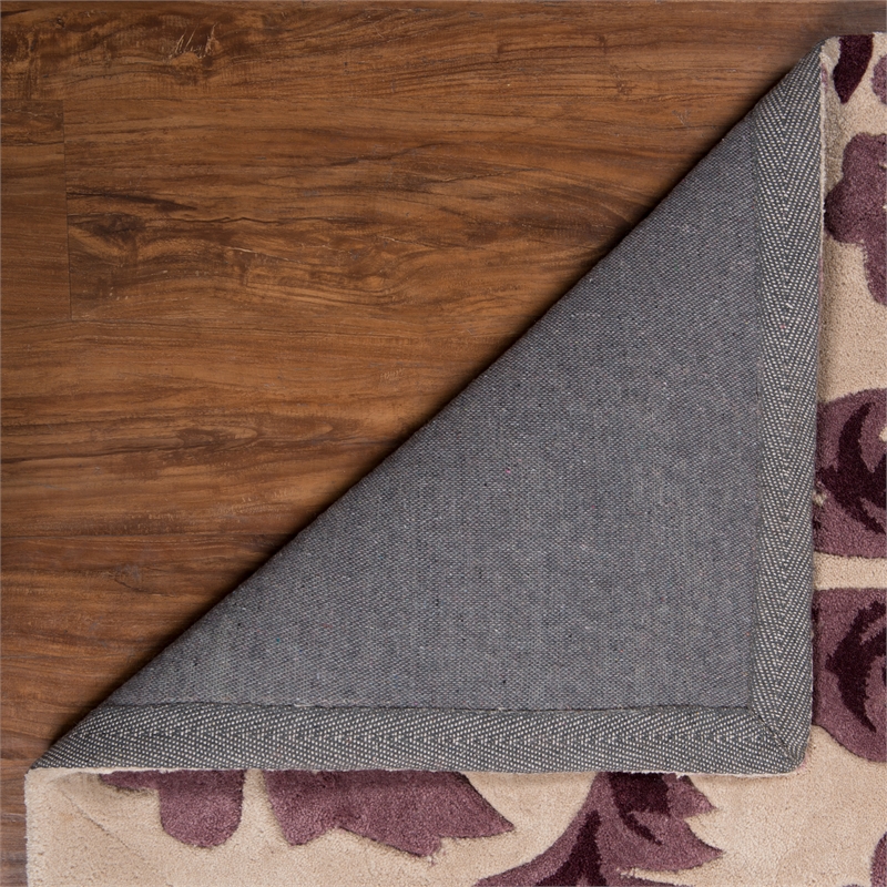 Bowery Hill Fiona Polyester 5'x7' Area Rug in Cream & Purple