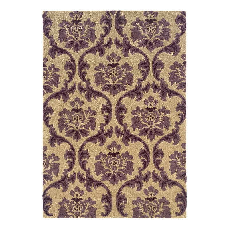 Bowery Hill Fiona Polyester 5'x7' Area Rug in Cream & Purple