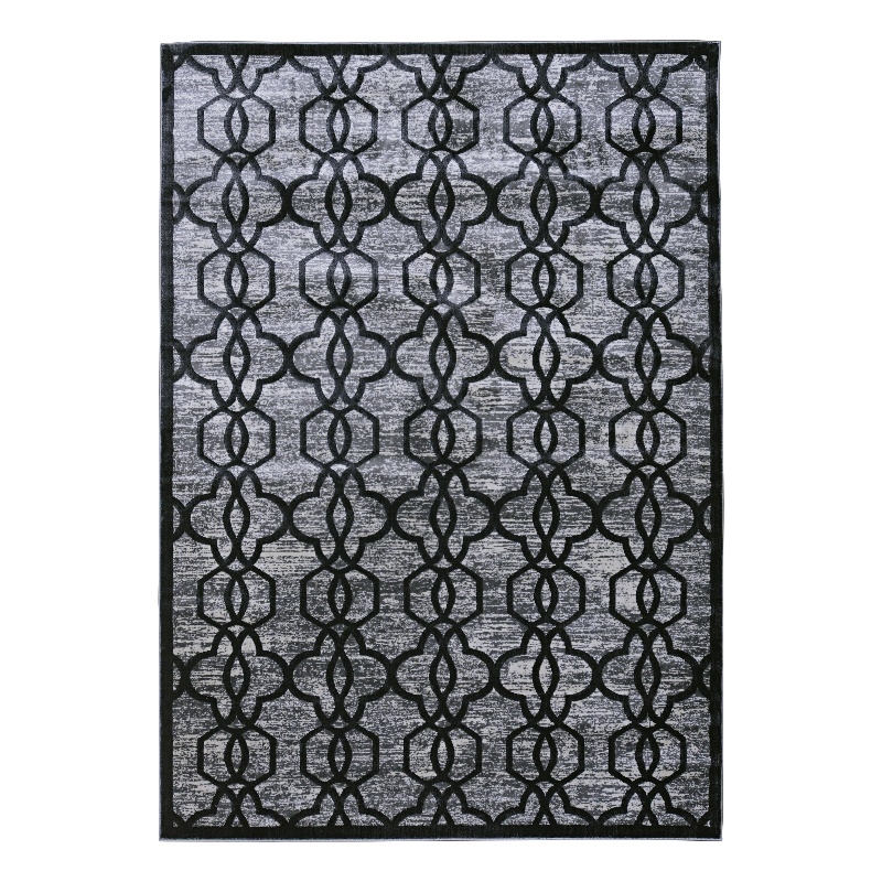 Bowery Hill Iron Gate Polyester 8'x11' Rug in Gray and Black