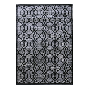 Bowery Hill Iron Gate Polyester 8'x11' Rug in Gray and Black
