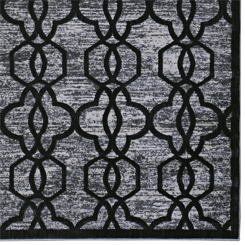 Bowery Hill Iron Gate Polyester 8'x11' Rug in Gray and Black