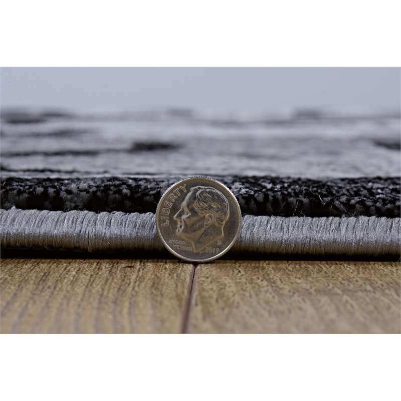 Bowery Hill Iron Gate Polyester 8'x11' Rug in Gray and Black