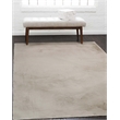 Bowery Hill Faux Rabbit Polyester 5'x7' Area Rug in Pale Gray
