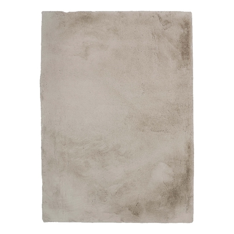 Bowery Hill Faux Rabbit Polyester 5'x7' Area Rug in Pale Gray