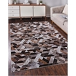 Bowery Hill Patchwork Polyester Faux Cowhide 5' X 7' Area Rug in Brown