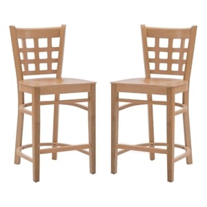 Bowery Hill Wood Commercial Grade Set of Two Counter Stools in Natural