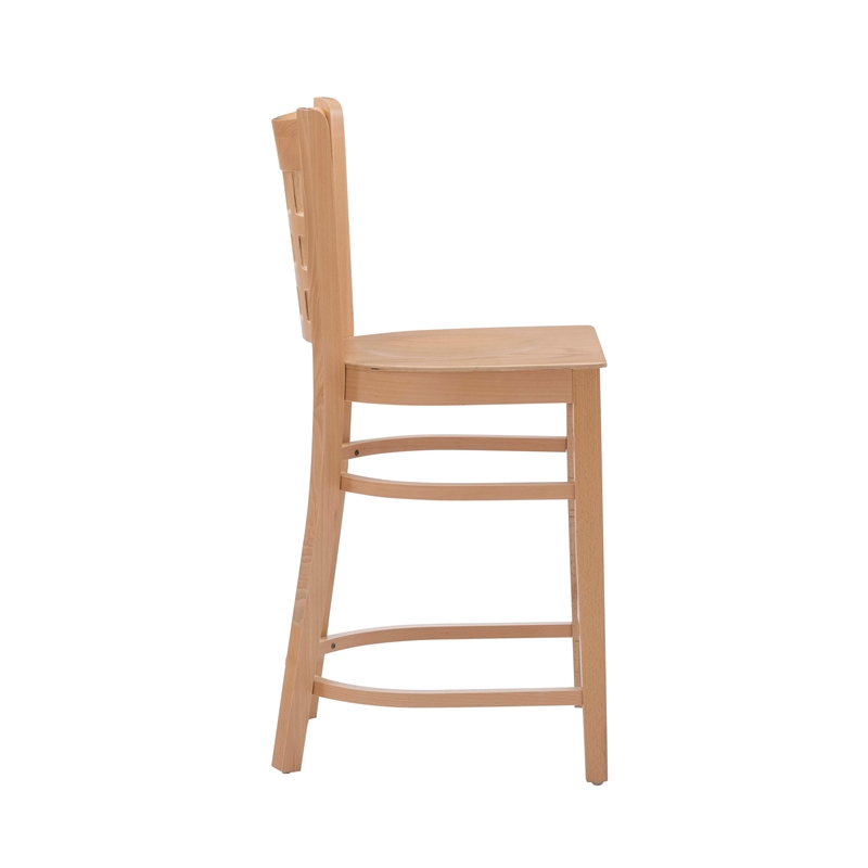 Bowery Hill Wood Commercial Grade Set of Two Counter Stools in Natural