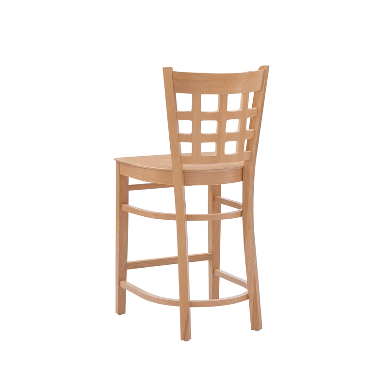 Bowery Hill Wood Commercial Grade Set of Two Counter Stools in Natural